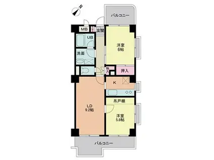 ひがしビル(2LDK/4階)の間取り写真