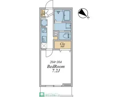 ウィンドテラス八千代台北II(1K/3階)の間取り写真