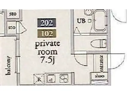 アーベインテラス大塚(ワンルーム/1階)の間取り写真