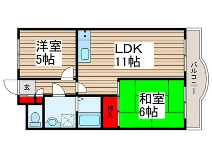 ウイング北松戸(2LDK/9階)の間取り写真