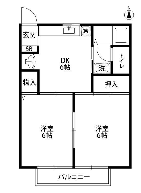 NOBLE RESIDENCE(2DK/1階)の間取り写真
