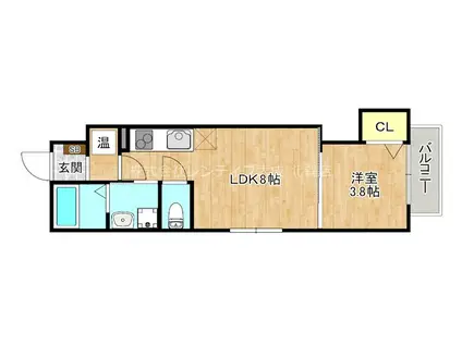 ラメール天王寺イースト(1LDK/1階)の間取り写真