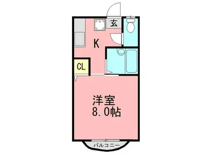 フレグランスII(1K/1階)の間取り写真