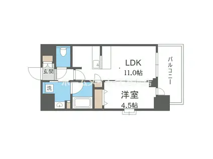 スプランディッド難波キャトル(1LDK/9階)の間取り写真