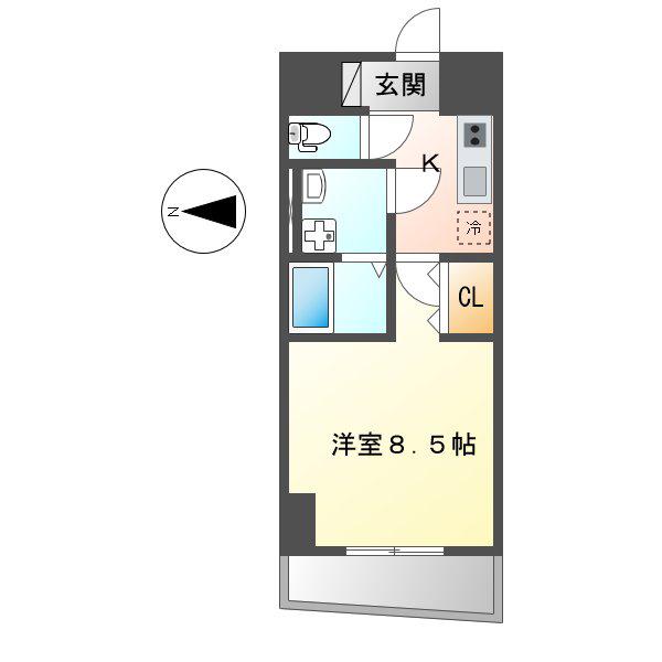 ゲートウェイ尾頭橋(1K/4階)の間取り写真