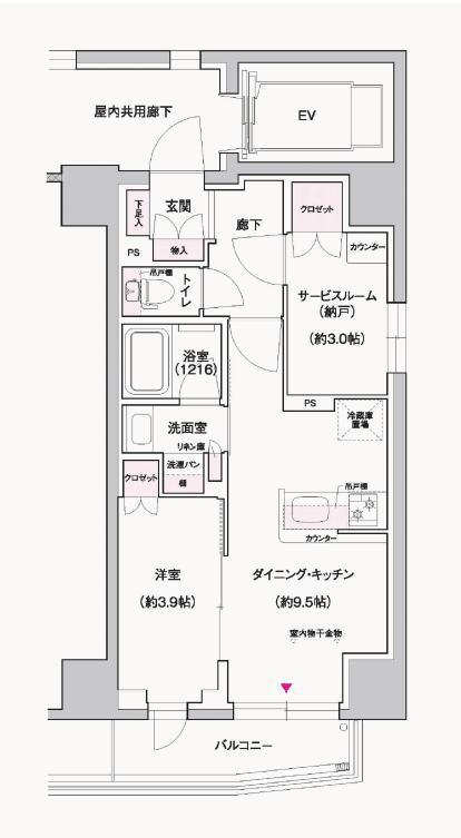 ジェイグランコート上野入谷(1LDK/4階)の間取り写真