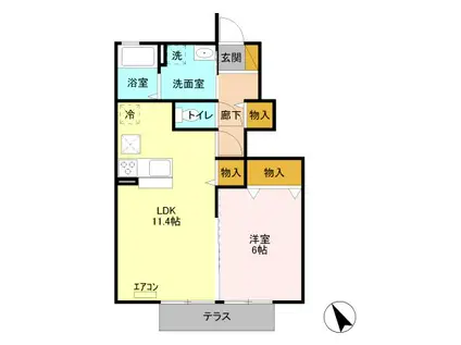 フェリジータ(1LDK/1階)の間取り写真