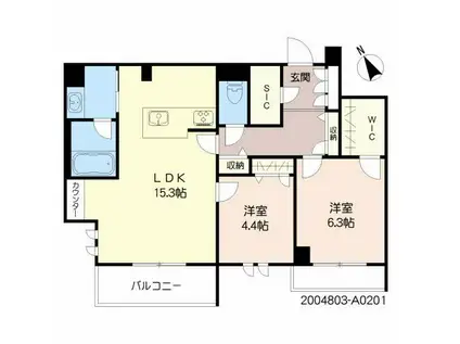 シャーメゾンステージ新成(2LDK/2階)の間取り写真