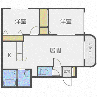イーストパーク(2LDK/2階)の間取り写真