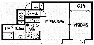 SOLEIL II(1LDK/1階)の間取り写真