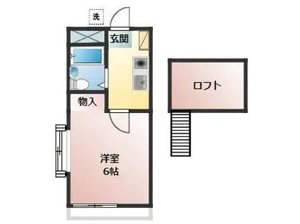 カーサE(1K/2階)の間取り写真