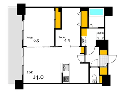 S-RESIDENCE鶴見町ALTANO(2LDK/11階)の間取り写真