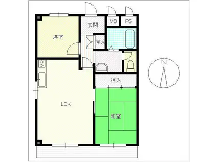 ロイヤルハイツ大路(2LDK/3階)の間取り写真