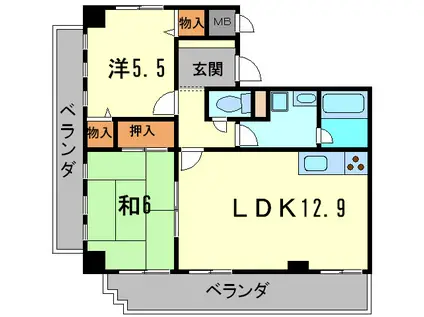 グランテール岡本(2LDK/3階)の間取り写真