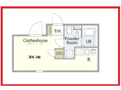 ラフォート町屋(ワンルーム/2階)の間取り写真