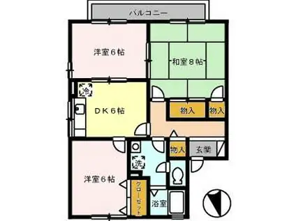 ピュアメゾンD(3DK/1階)の間取り写真