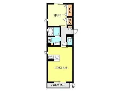 テレサハウス(1LDK/2階)の間取り写真