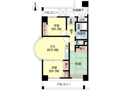 リーリオ江坂(3LDK/4階)の間取り写真