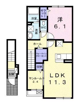 スペランツァII(1LDK/2階)の間取り写真