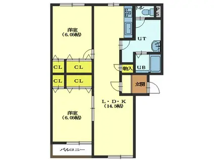 MハウスIII(2LDK/3階)の間取り写真