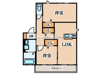 ハイム ボナール(2LDK/2階)の間取り写真