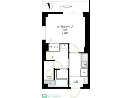 BCASA宮前平(1K/5階)の間取り写真