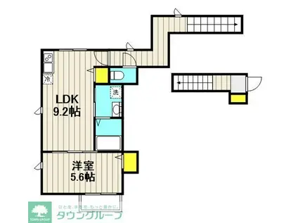 ベルフール(1LDK/2階)の間取り写真