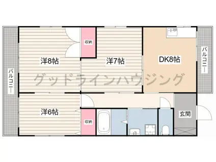 プリオール小野(3DK/3階)の間取り写真