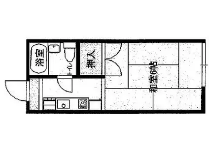 京山メロディハイム(1K/2階)の間取り写真