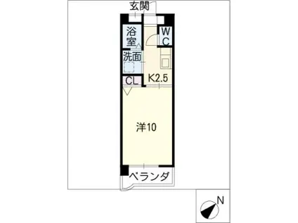 パラシオンK(1K/1階)の間取り写真