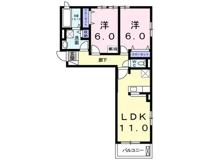 マウントック・カナニ(2LDK/2階)の間取り写真