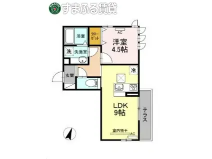 メルベーユ(1LDK/1階)の間取り写真