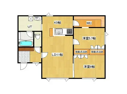 ストレージハイツ三輪 A棟(2LDK/1階)の間取り写真