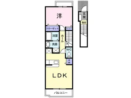 ソレイユA(1LDK/2階)の間取り写真