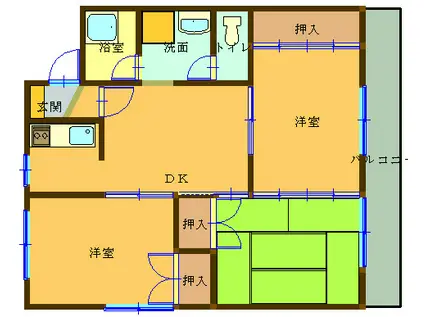 パークハイツ水口(3DK/1階)の間取り写真