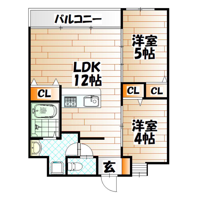 THE GRANDE HILLS(2LDK/11階)の間取り写真
