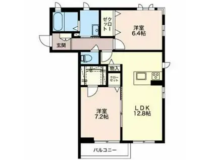 マストテラス上越春日野A(2LDK/1階)の間取り写真