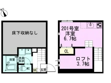 RIZEST 東大宮(ワンルーム/2階)の間取り写真