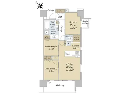 シティハウス巣鴨(2SLDK/2階)の間取り写真