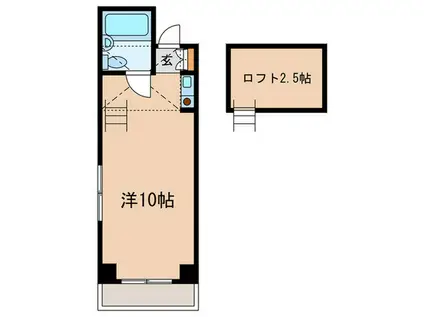 コーポアトレイユ(ワンルーム/2階)の間取り写真