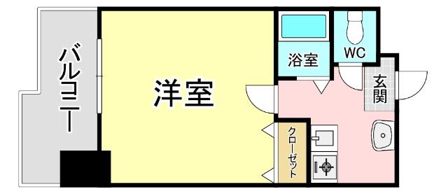 アリエス城野(1K/5階)の間取り写真