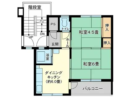 緑ヶ丘第7 4304号棟(2DK/2階)の間取り写真