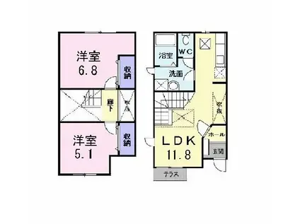 ガーデン ベル(2LDK/1階)の間取り写真