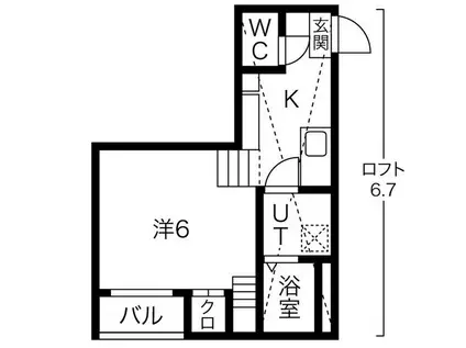 ドエルA(1LDK/2階)の間取り写真
