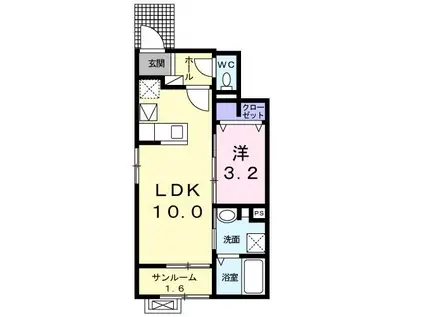 アッピア(1LDK/1階)の間取り写真