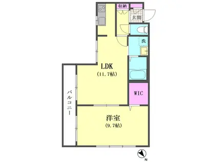 ベルウッド(1LDK/3階)の間取り写真