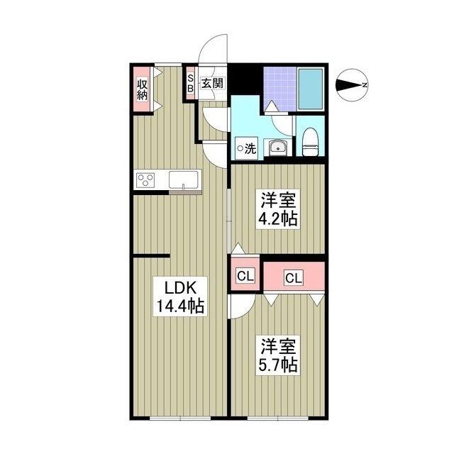 リブレス熊谷中央(2LDK/1階)の間取り写真