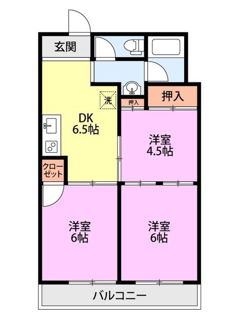 マンション福甚(3DK/4階)の間取り写真