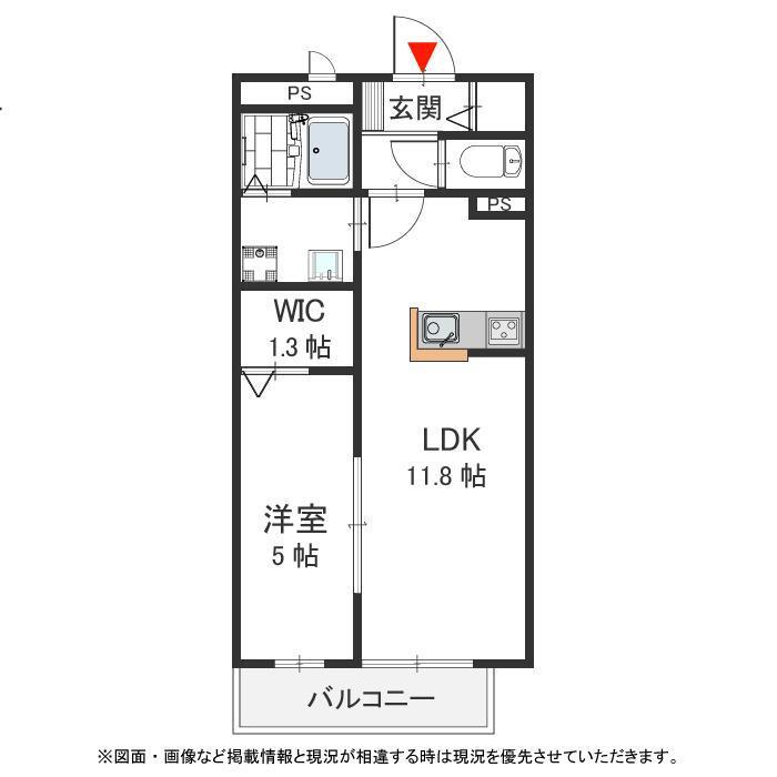 ボヌール森河内(1LDK/2階)の間取り写真