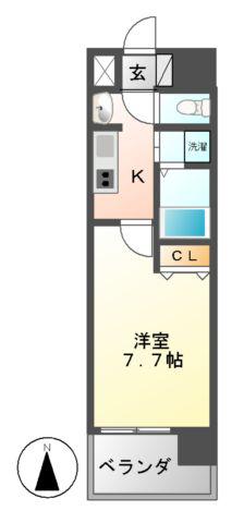 ブルームライフ黒川(1K/9階)の間取り写真